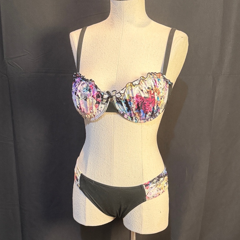 Floral Black Women's Bikini Set